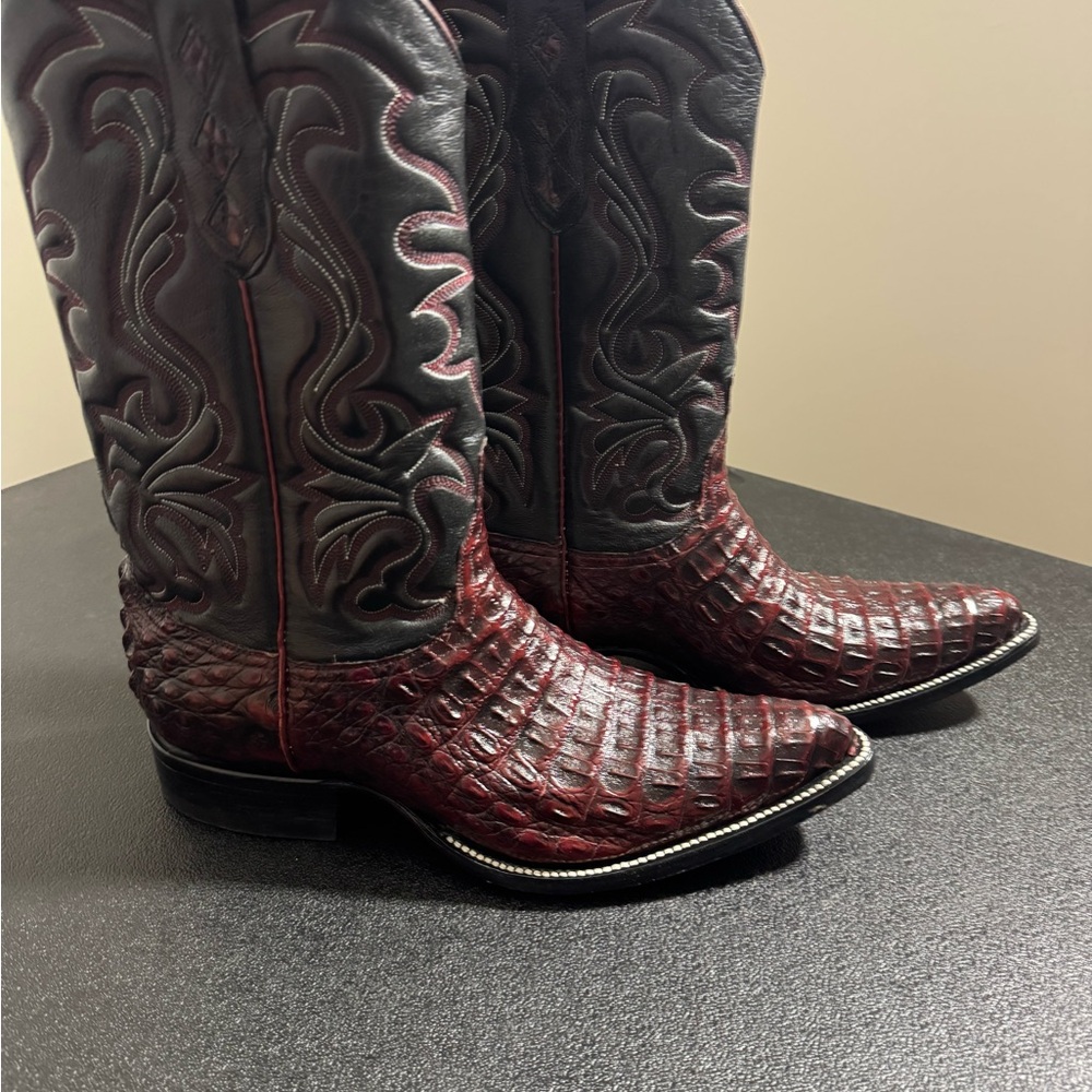 Men's Exotic Leather Western Boots in Black and Brown